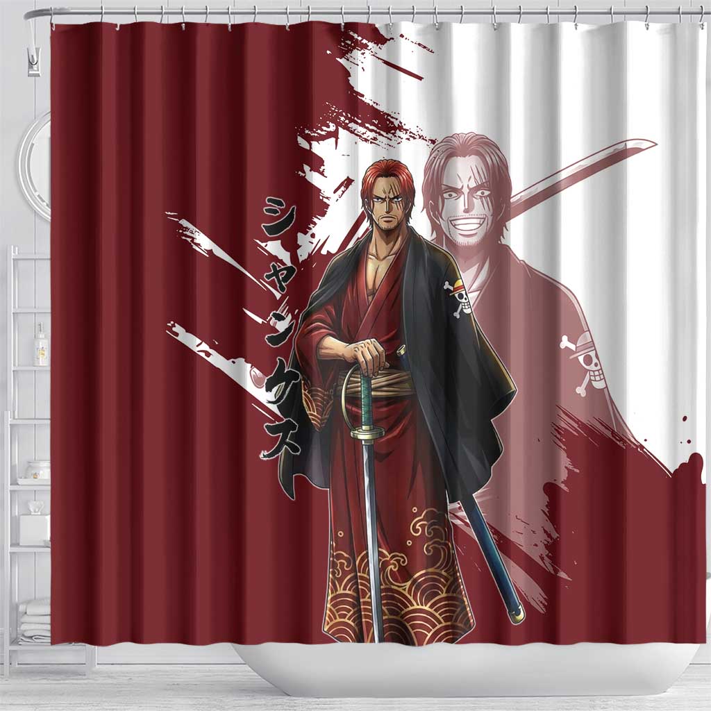 One Piece Shanks Red Hair Shower Curtain Japanese Anime Graphic
