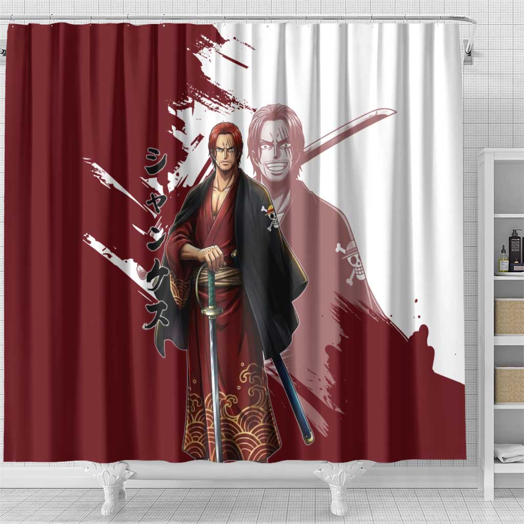 One Piece Shanks Red Hair Shower Curtain Japanese Anime Graphic