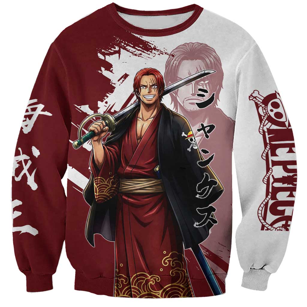 One Piece Shanks Red Hair Sweatshirt Japanese Anime Graphic