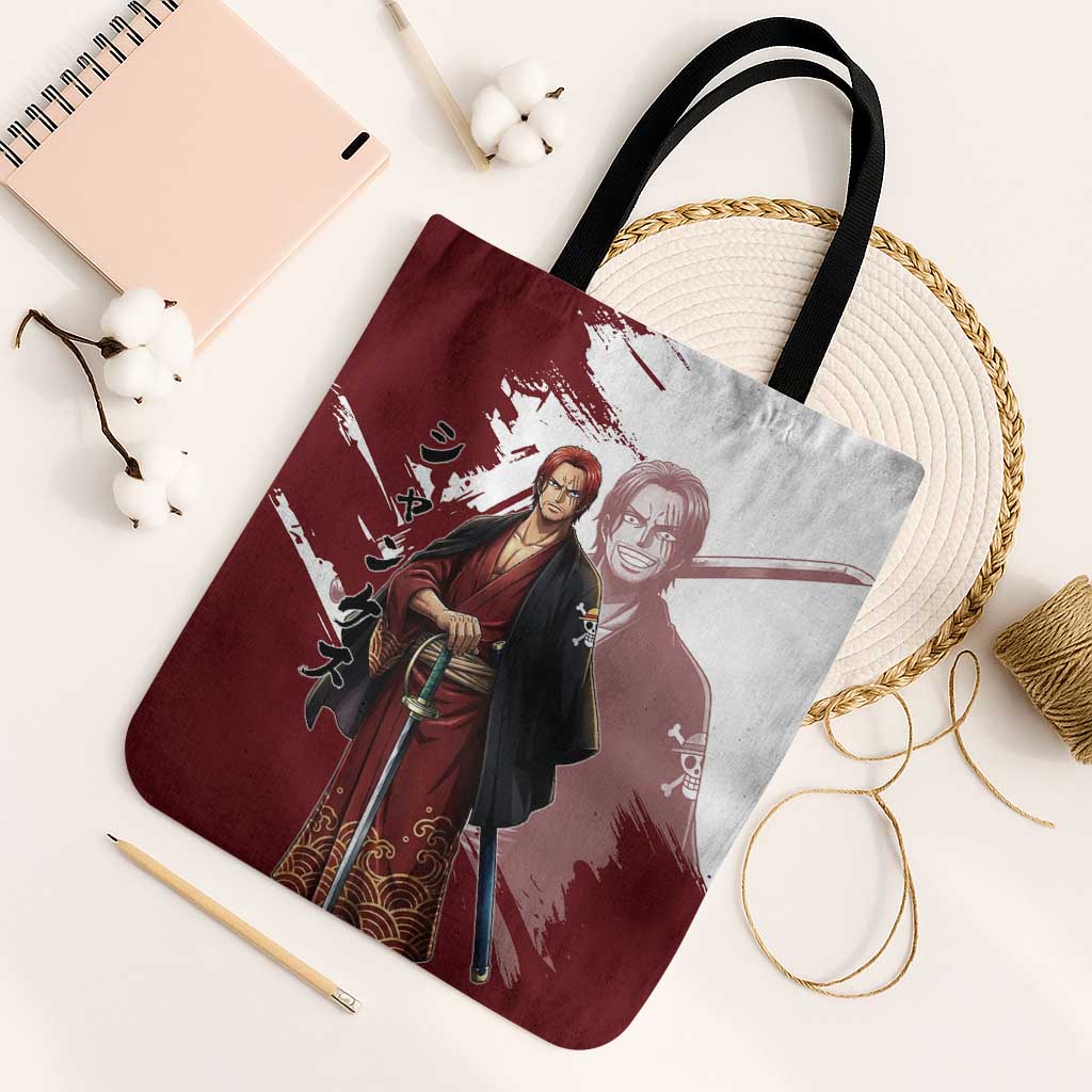 One Piece Shanks Red Hair Tote Bag Japanese Anime Graphic