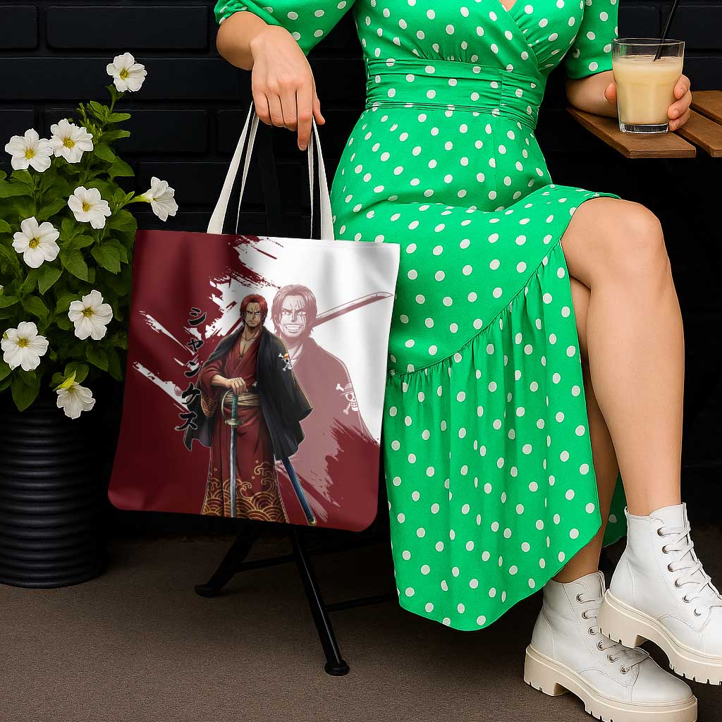 One Piece Shanks Red Hair Tote Bag Japanese Anime Graphic