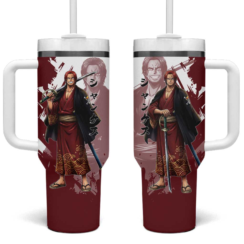 One Piece Shanks Red Hair Tumbler With Handle Japanese Anime Graphic