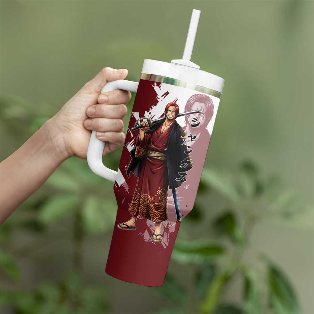 One Piece Shanks Red Hair Tumbler With Handle Japanese Anime Graphic