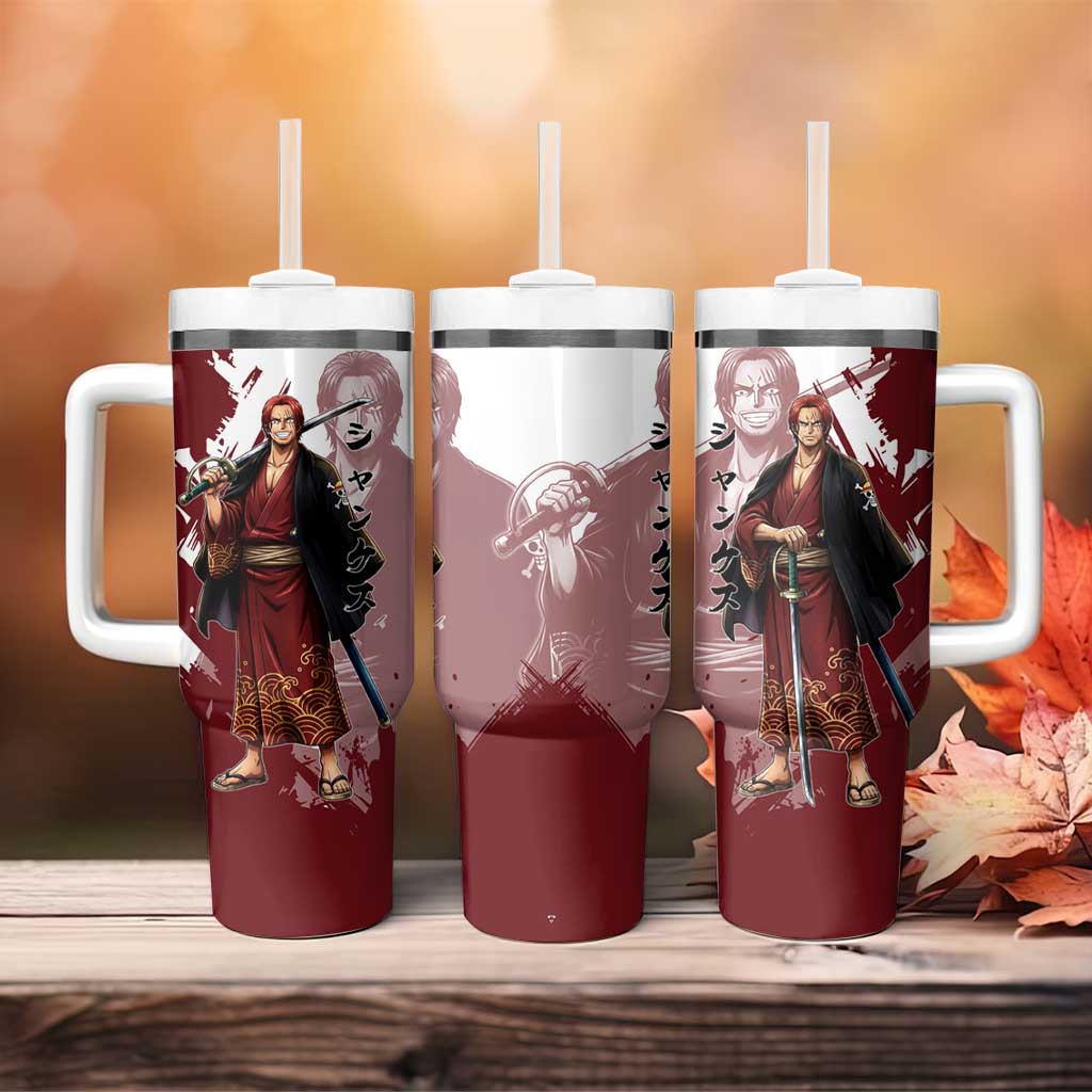 One Piece Shanks Red Hair Tumbler With Handle Japanese Anime Graphic