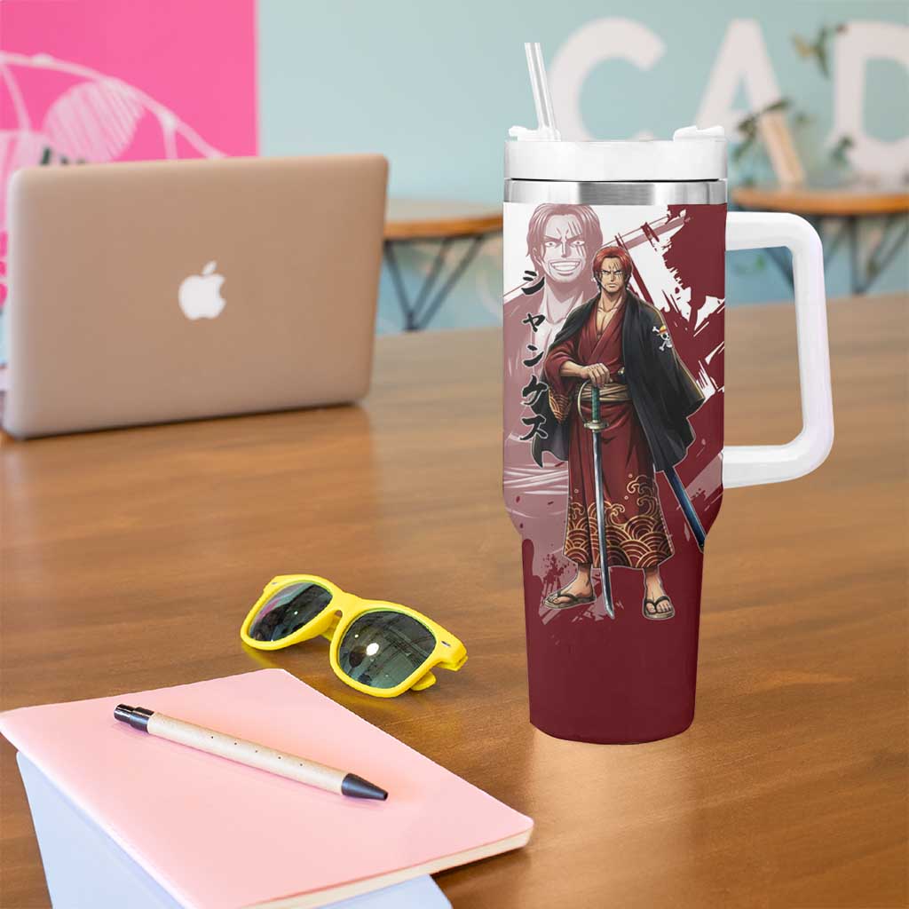 One Piece Shanks Red Hair Tumbler With Handle Japanese Anime Graphic