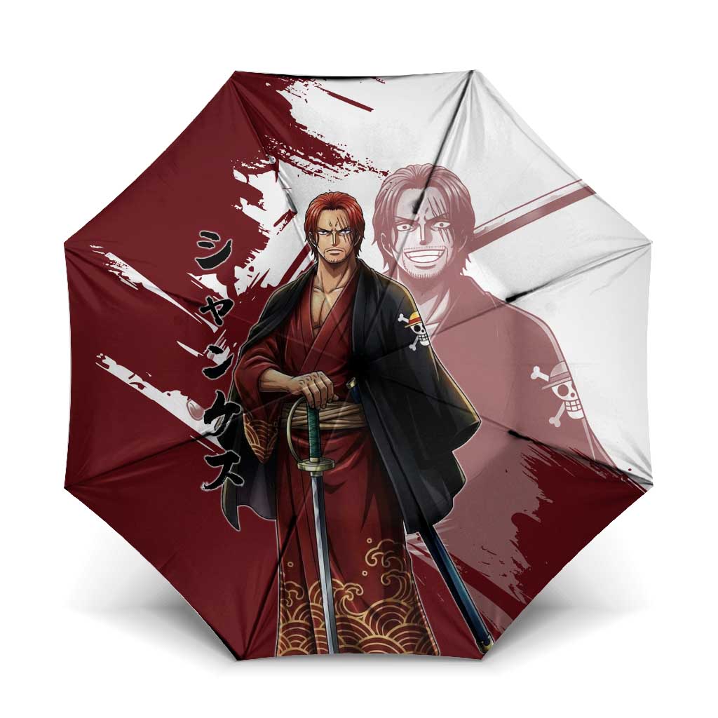 One Piece Shanks Red Hair Umbrella Japanese Anime Graphic