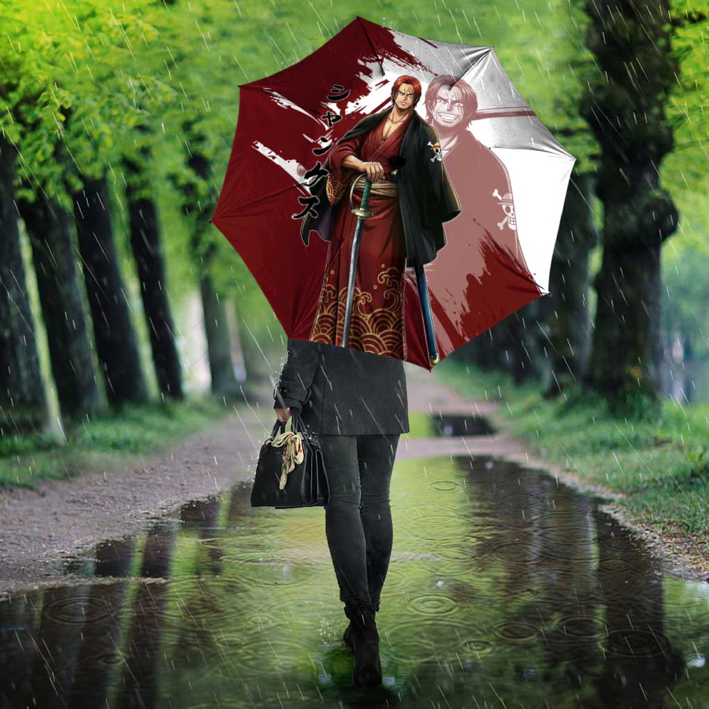 One Piece Shanks Red Hair Umbrella Japanese Anime Graphic