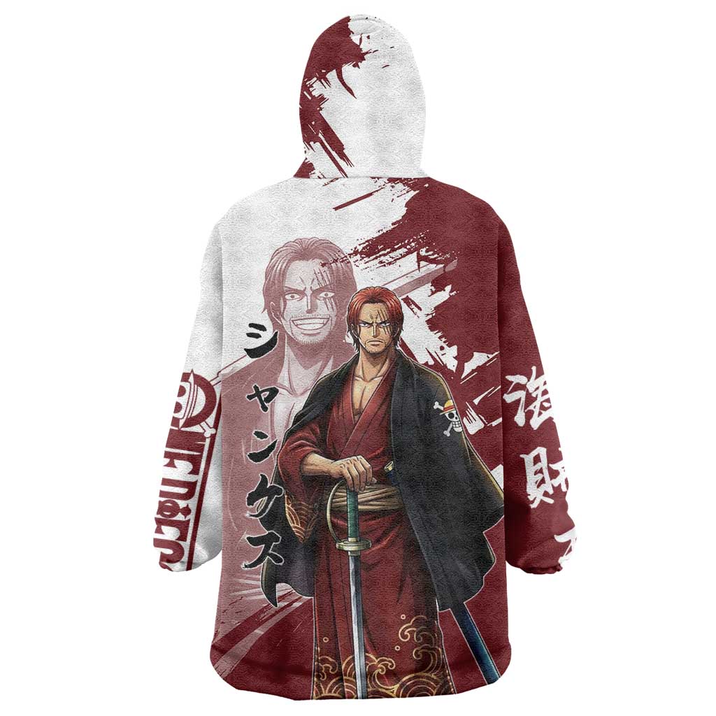 One Piece Shanks Red Hair Wearable Blanket Hoodie Japanese Anime Graphic
