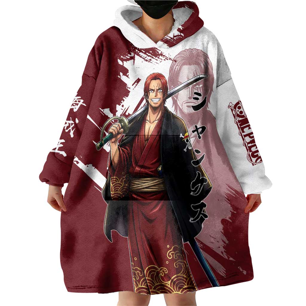 One Piece Shanks Red Hair Wearable Blanket Hoodie Japanese Anime Graphic