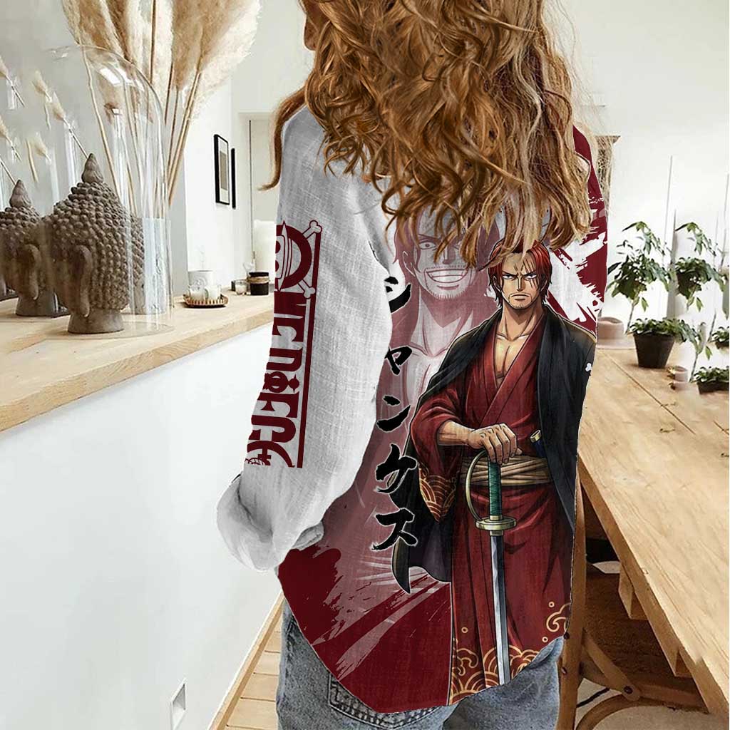 One Piece Shanks Red Hair Women Casual Shirt Japanese Anime Graphic
