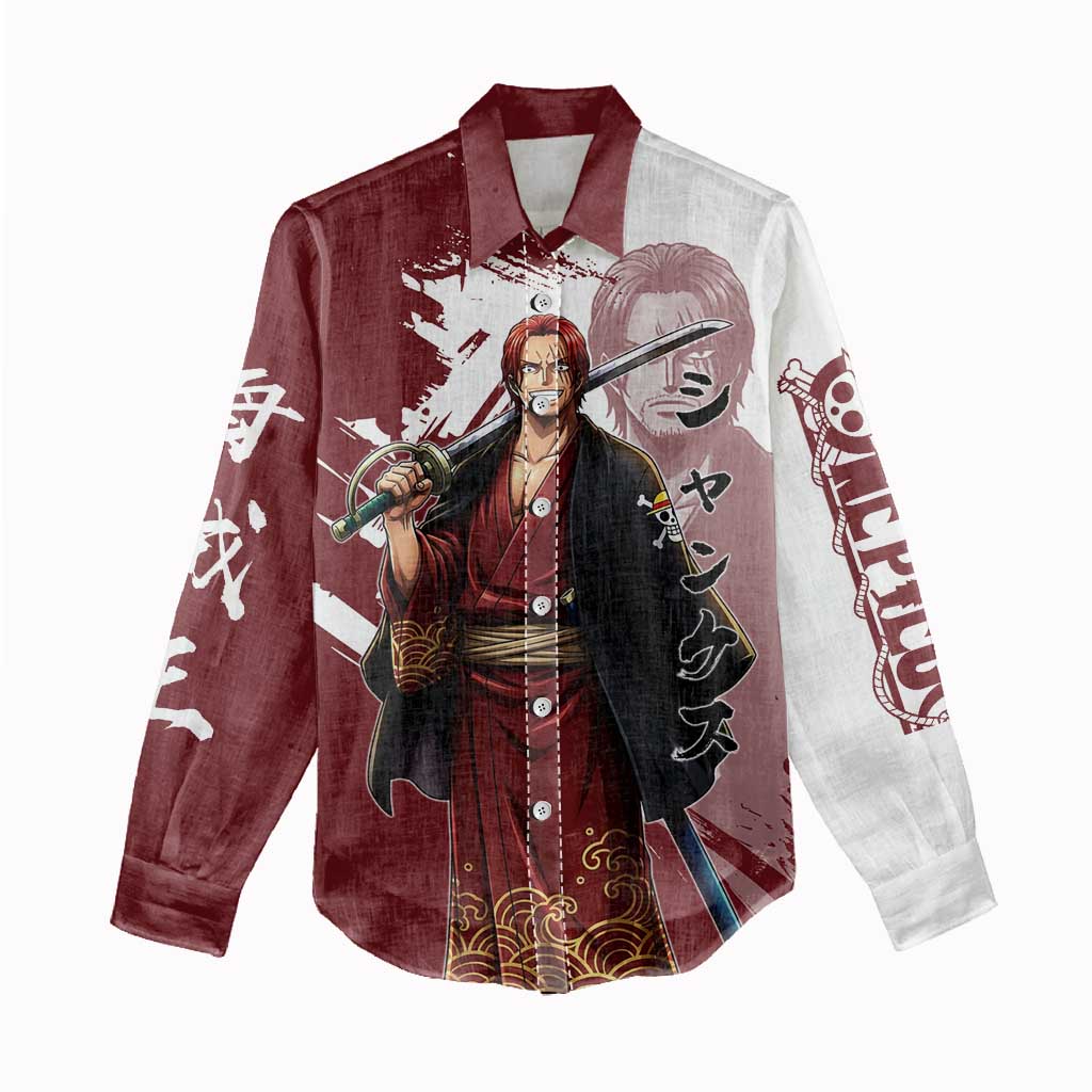 One Piece Shanks Red Hair Women Casual Shirt Japanese Anime Graphic