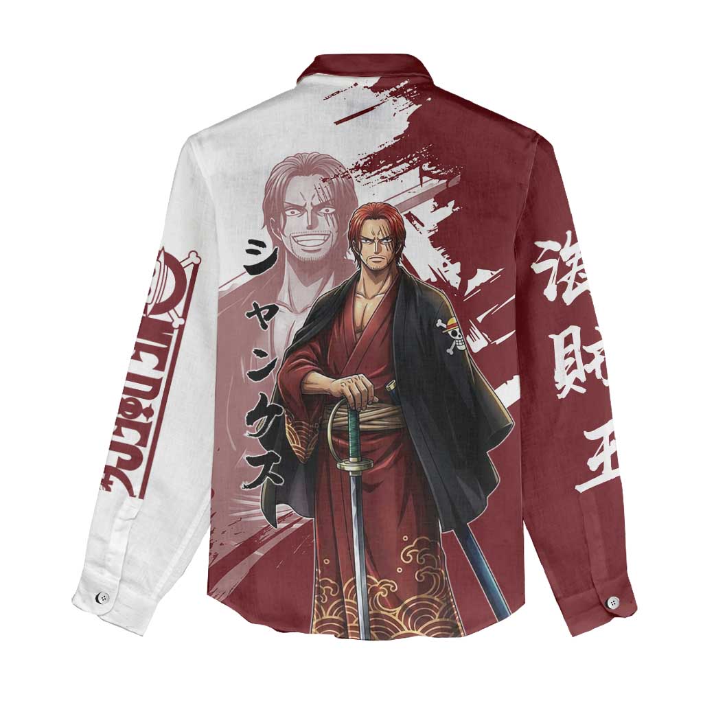 One Piece Shanks Red Hair Women Casual Shirt Japanese Anime Graphic