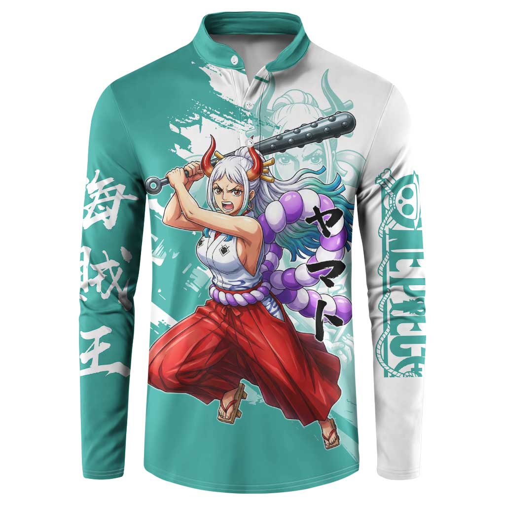 Yamato Oni Warrior One Piece Button Sweatshirt Japanese Anime Manga Graphic