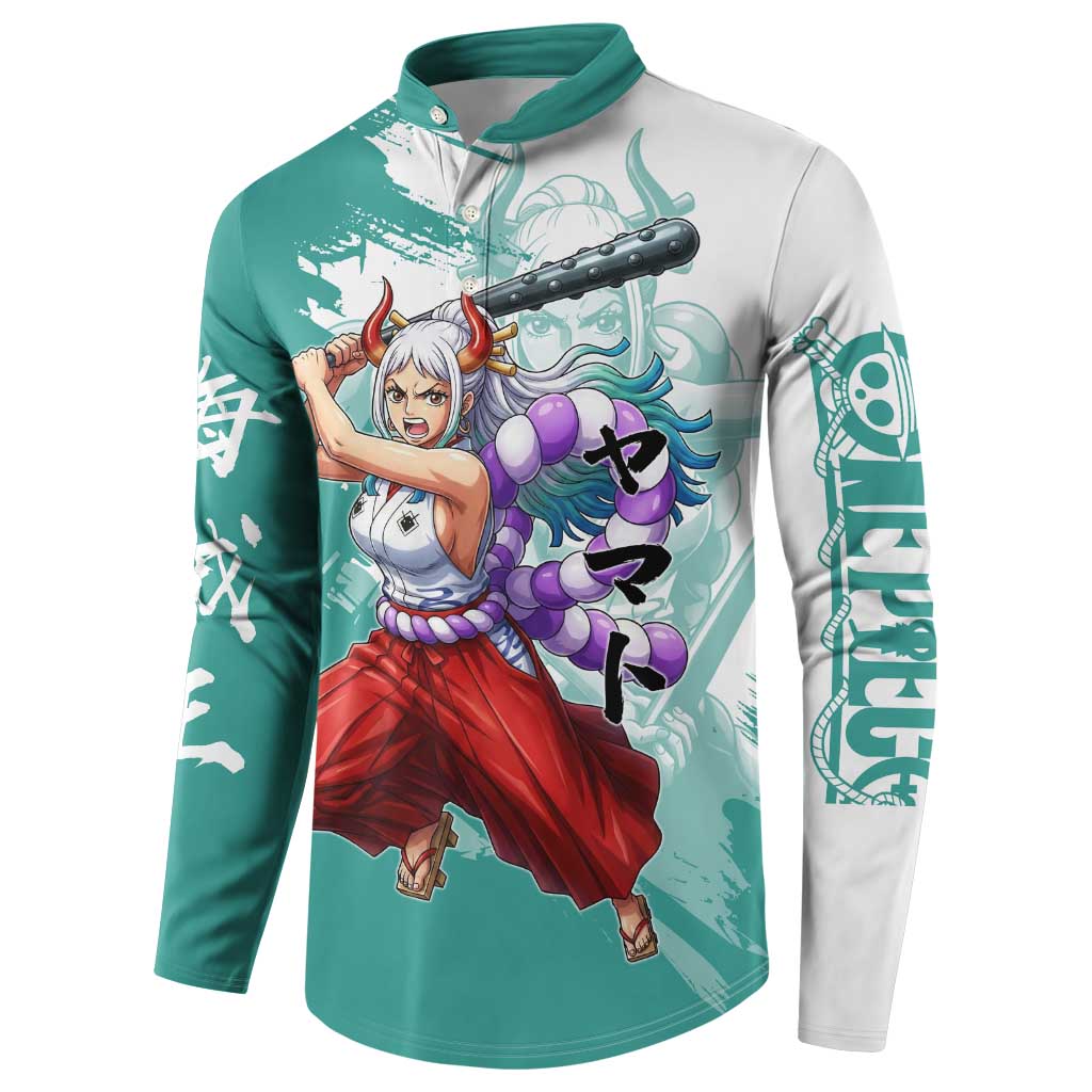 Yamato Oni Warrior One Piece Button Sweatshirt Japanese Anime Manga Graphic