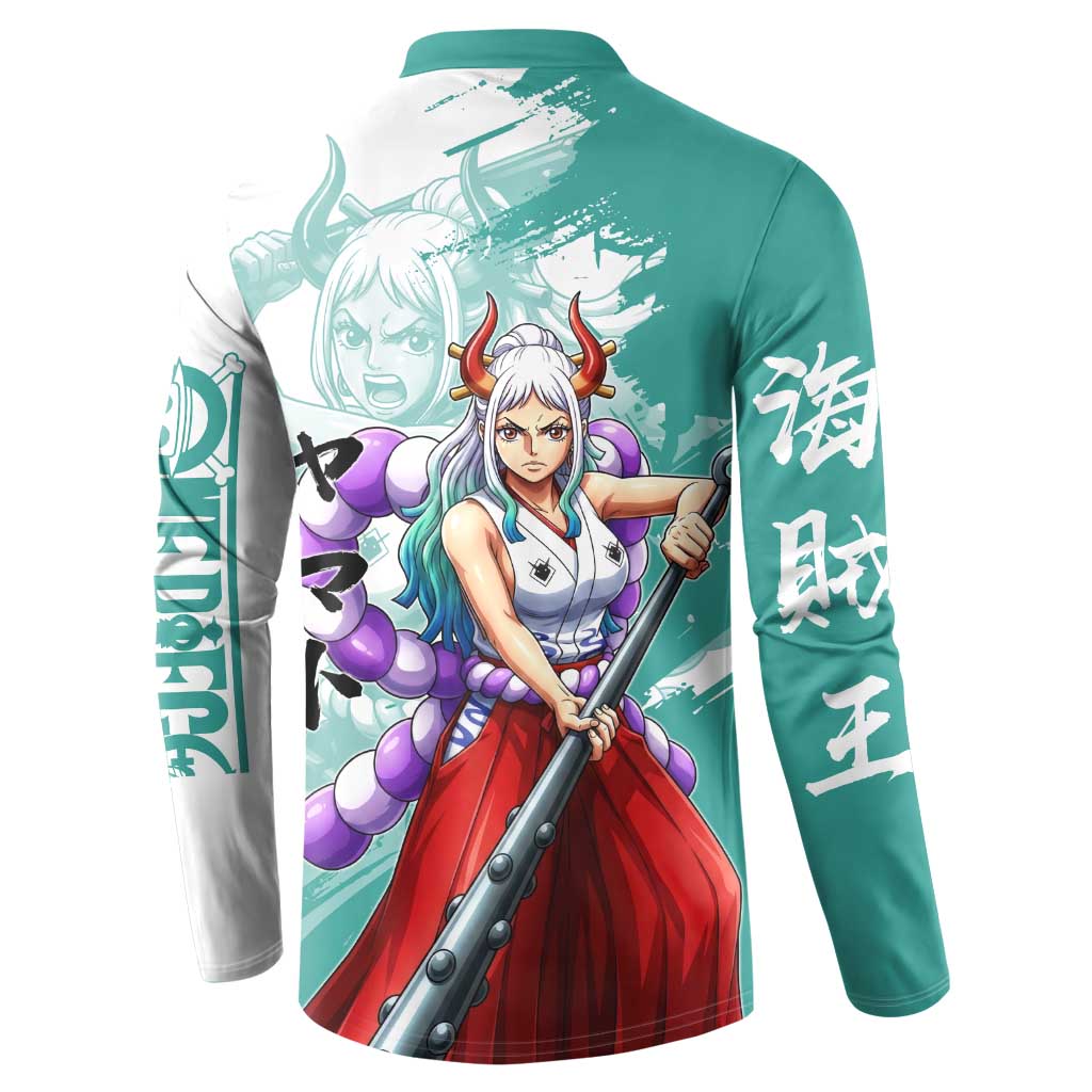 Yamato Oni Warrior One Piece Button Sweatshirt Japanese Anime Manga Graphic