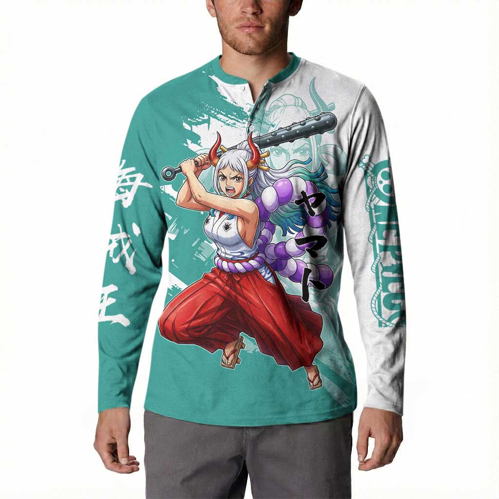 Yamato Oni Warrior One Piece Button Sweatshirt Japanese Anime Manga Graphic