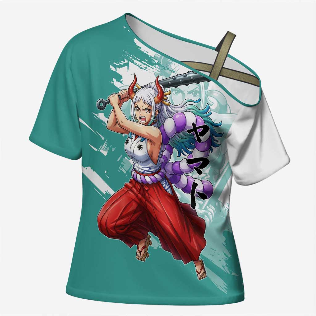 Yamato Oni Warrior One Piece Cross Shoulder Shirt Japanese Anime Manga Graphic