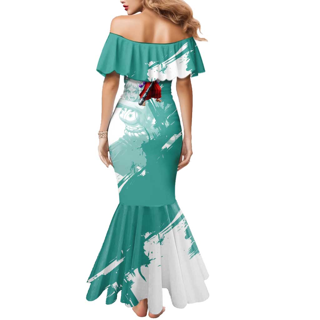Yamato Oni Warrior One Piece Family Matching Mermaid Dress and Hawaiian Shirt Japanese Anime Manga Graphic