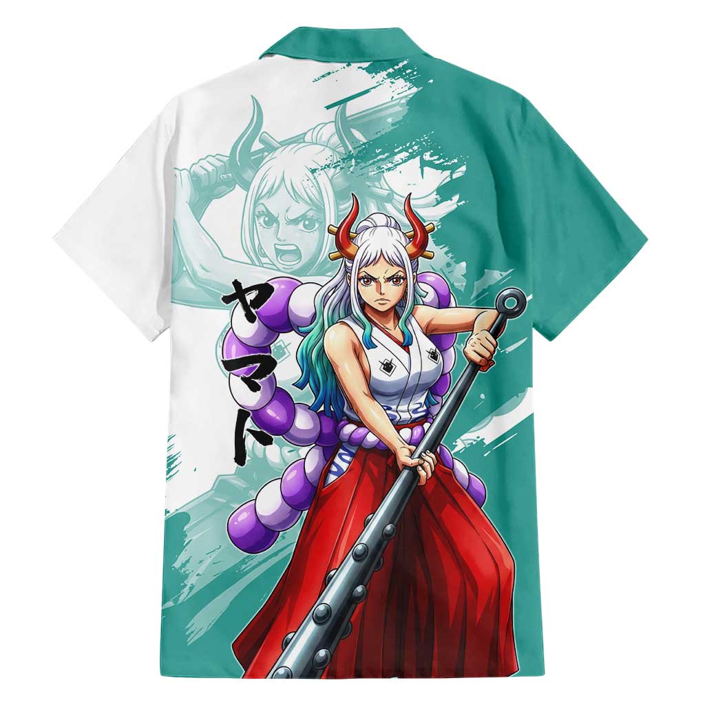 Yamato Oni Warrior One Piece Family Matching Off Shoulder Short Dress and Hawaiian Shirt Japanese Anime Manga Graphic
