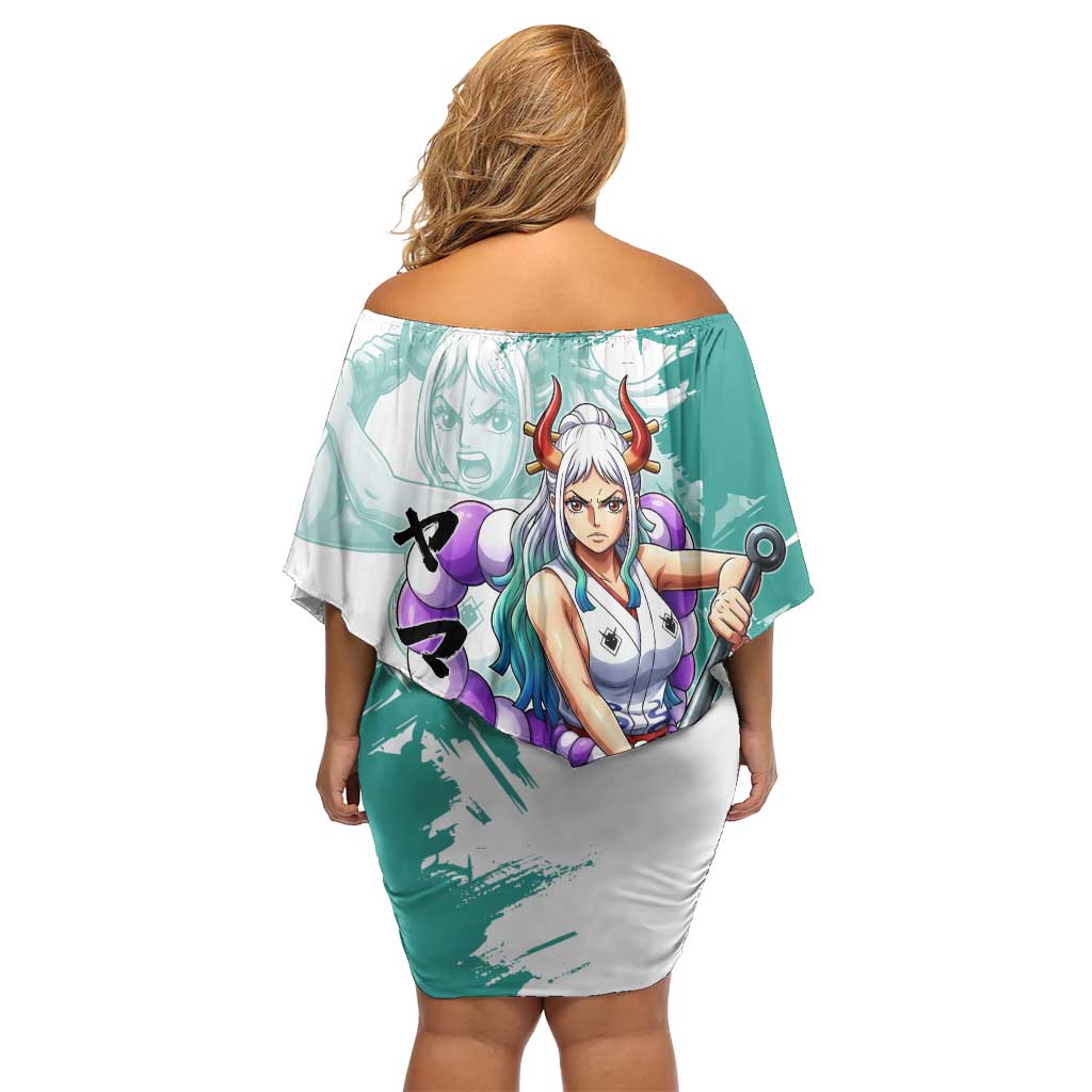 Yamato Oni Warrior One Piece Family Matching Off Shoulder Short Dress and Hawaiian Shirt Japanese Anime Manga Graphic