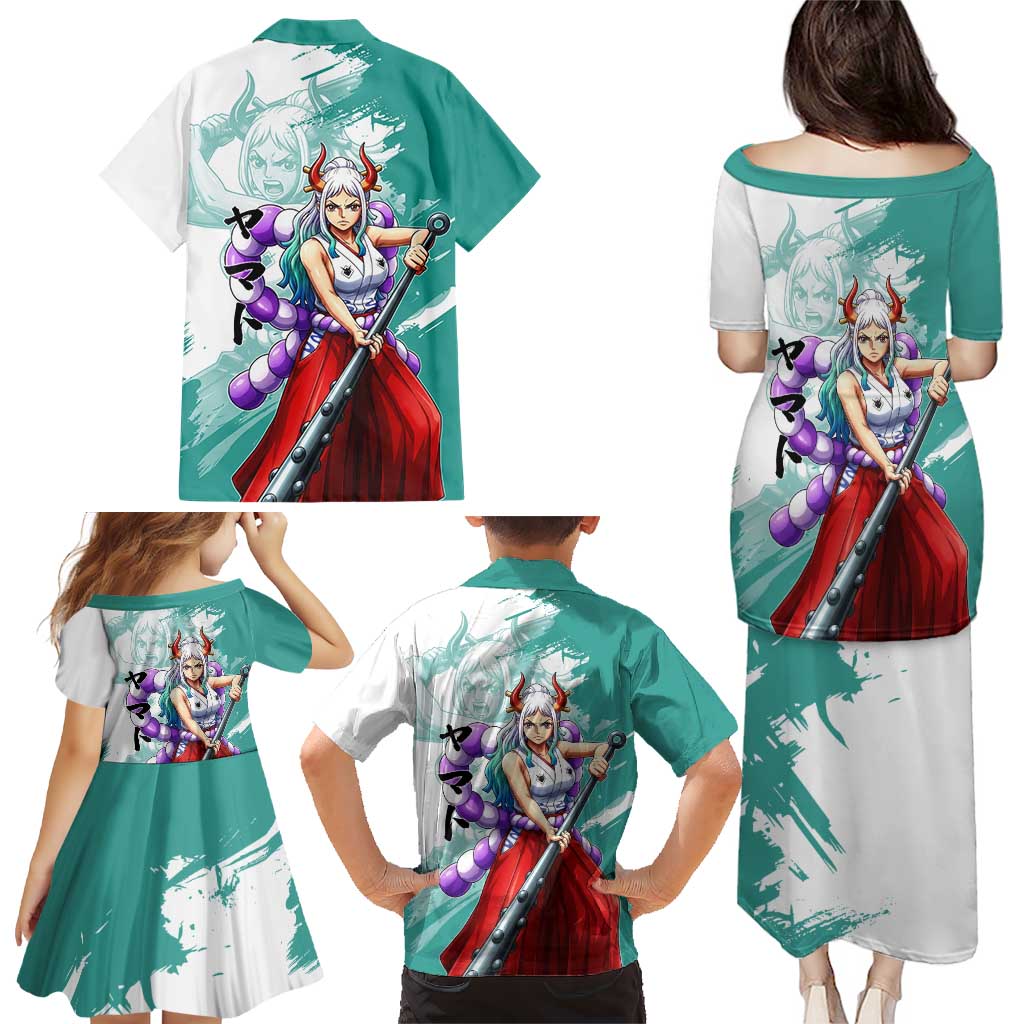 Yamato Oni Warrior One Piece Family Matching Puletasi and Hawaiian Shirt Japanese Anime Manga Graphic