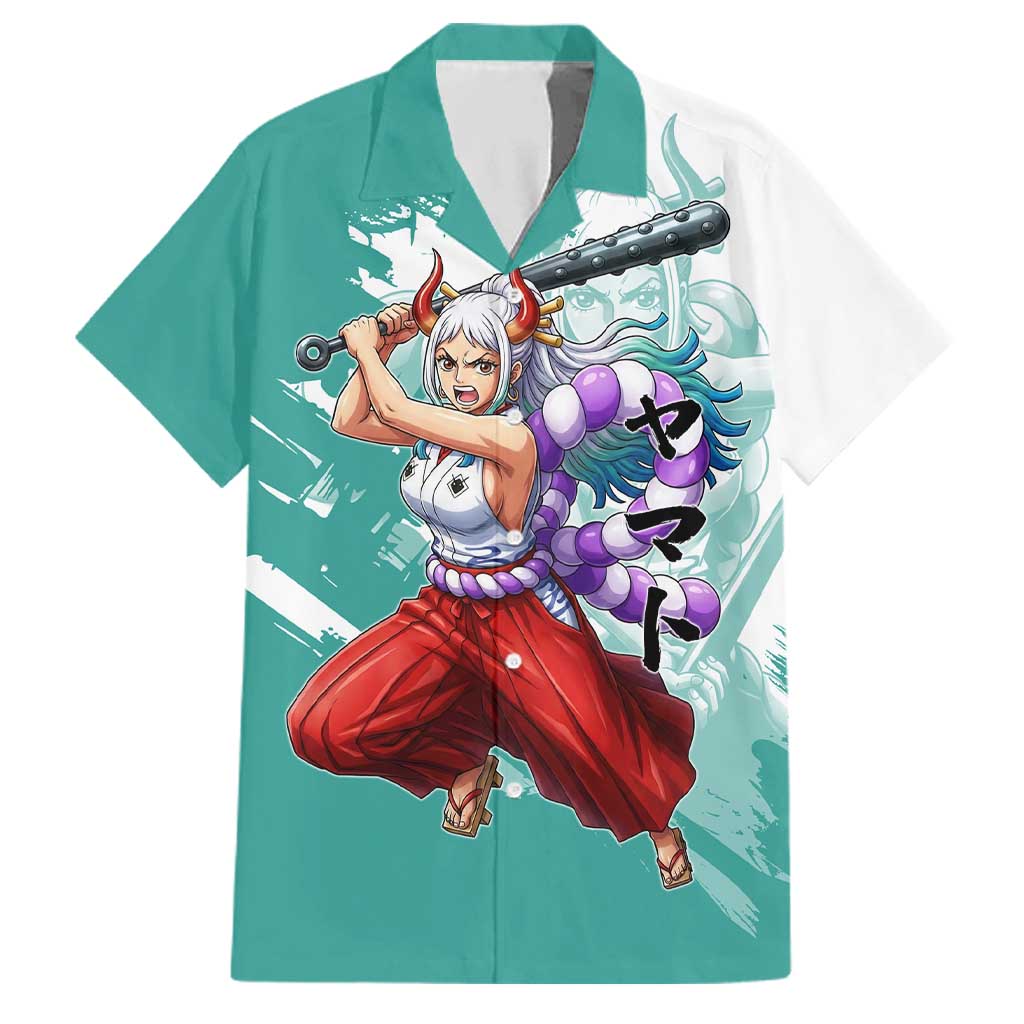 Yamato Oni Warrior One Piece Family Matching Summer Maxi Dress and Hawaiian Shirt Japanese Anime Manga Graphic