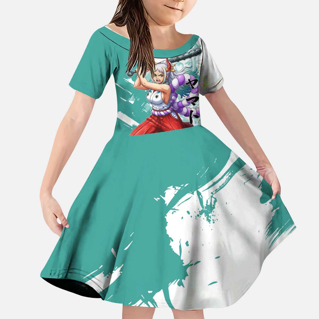 Yamato Oni Warrior One Piece Kid Short Sleeve Dress Japanese Anime Manga Graphic