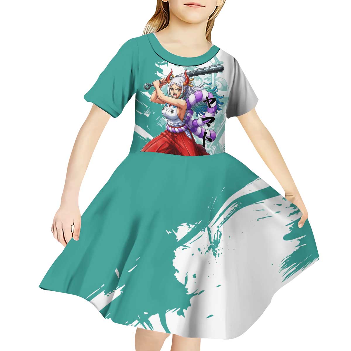 Yamato Oni Warrior One Piece Kid Short Sleeve Dress Japanese Anime Manga Graphic