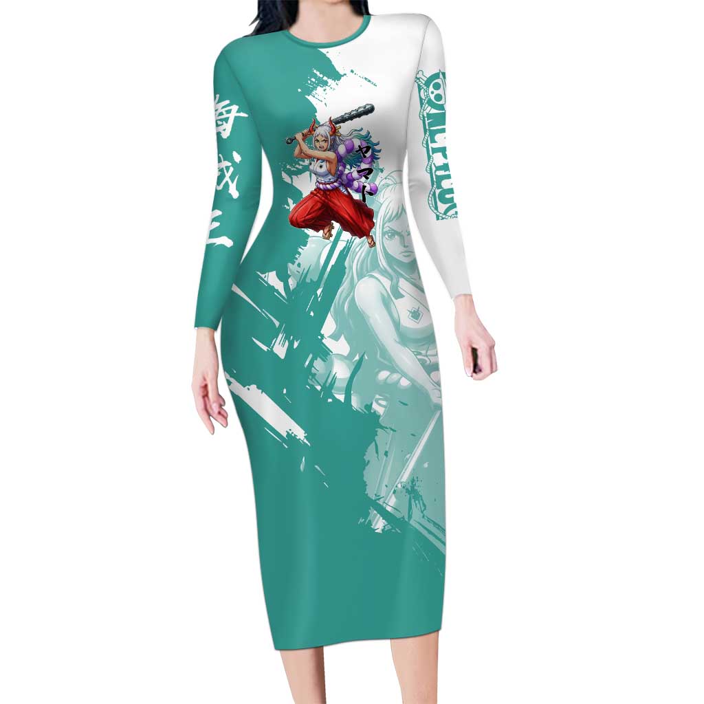 Yamato Oni Warrior One Piece Long Sleeve Bodycon Dress Japanese Anime Manga Graphic