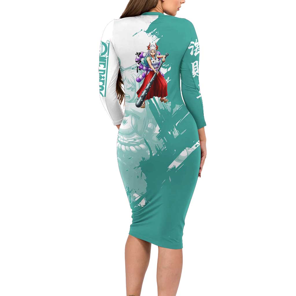 Yamato Oni Warrior One Piece Long Sleeve Bodycon Dress Japanese Anime Manga Graphic