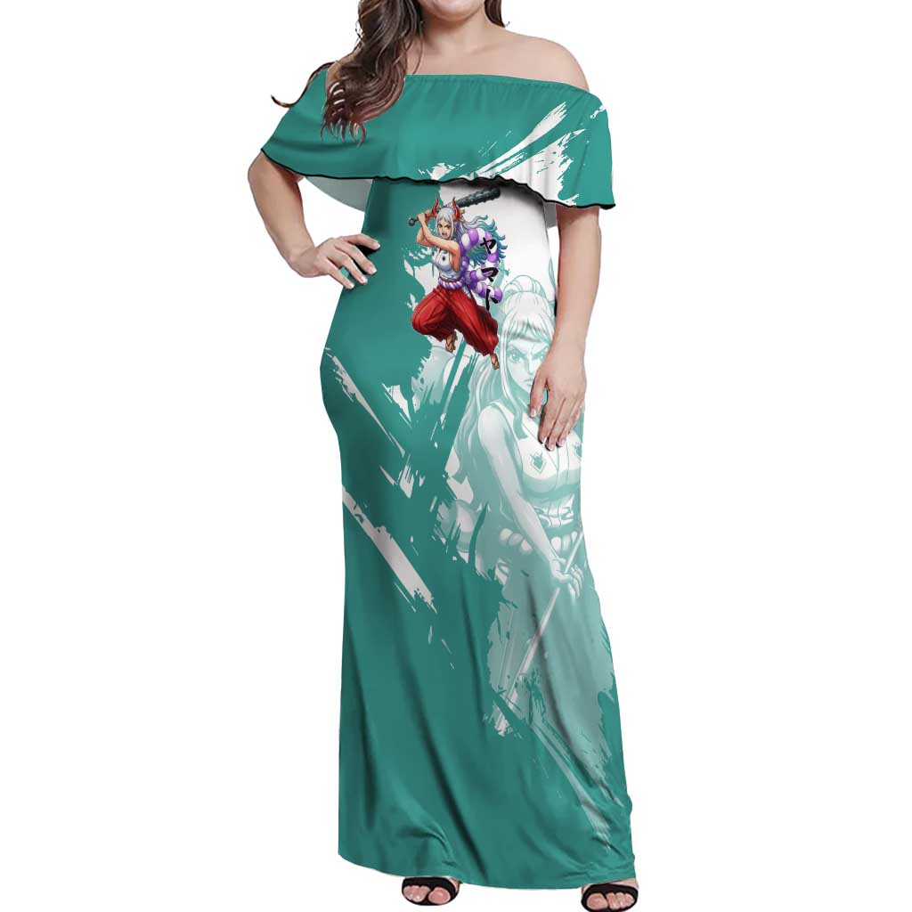 Yamato Oni Warrior One Piece Off Shoulder Maxi Dress Japanese Anime Manga Graphic