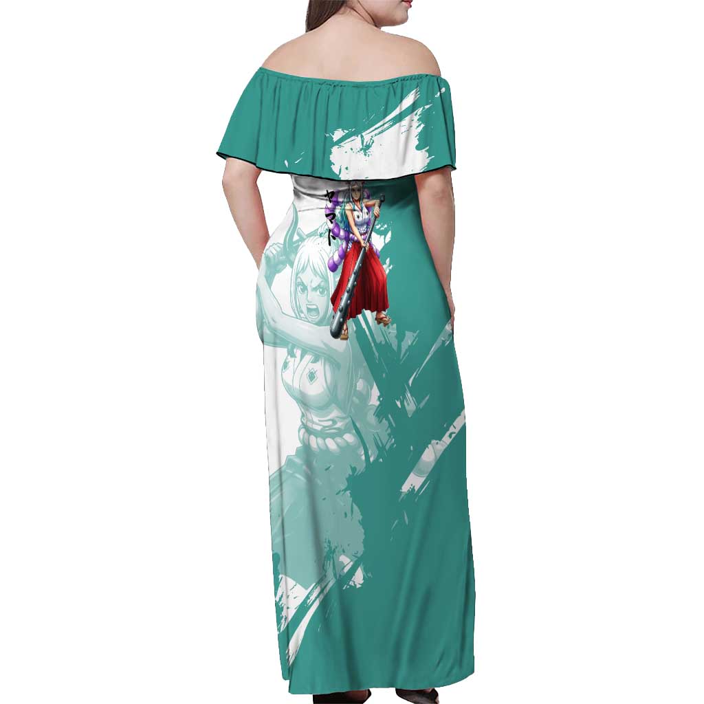 Yamato Oni Warrior One Piece Off Shoulder Maxi Dress Japanese Anime Manga Graphic