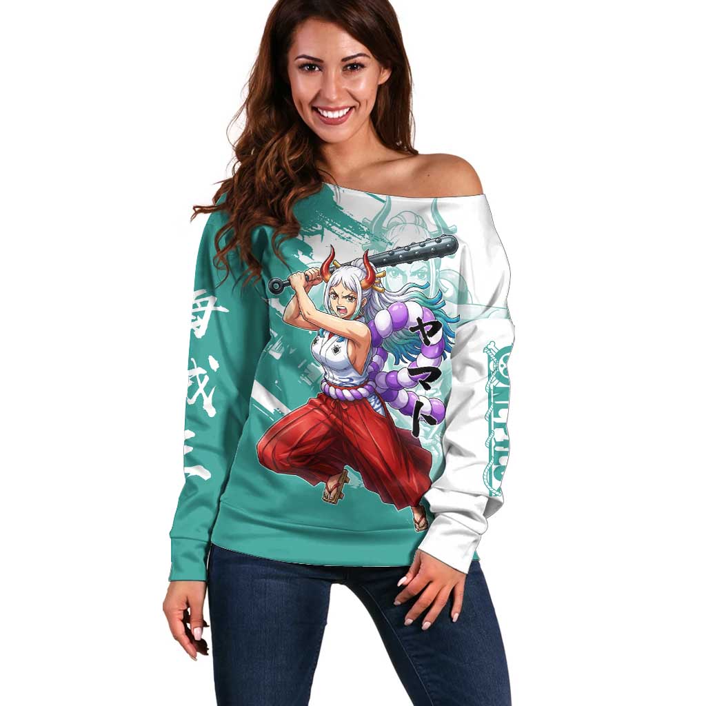 Yamato Oni Warrior One Piece Off Shoulder Sweater Japanese Anime Manga Graphic