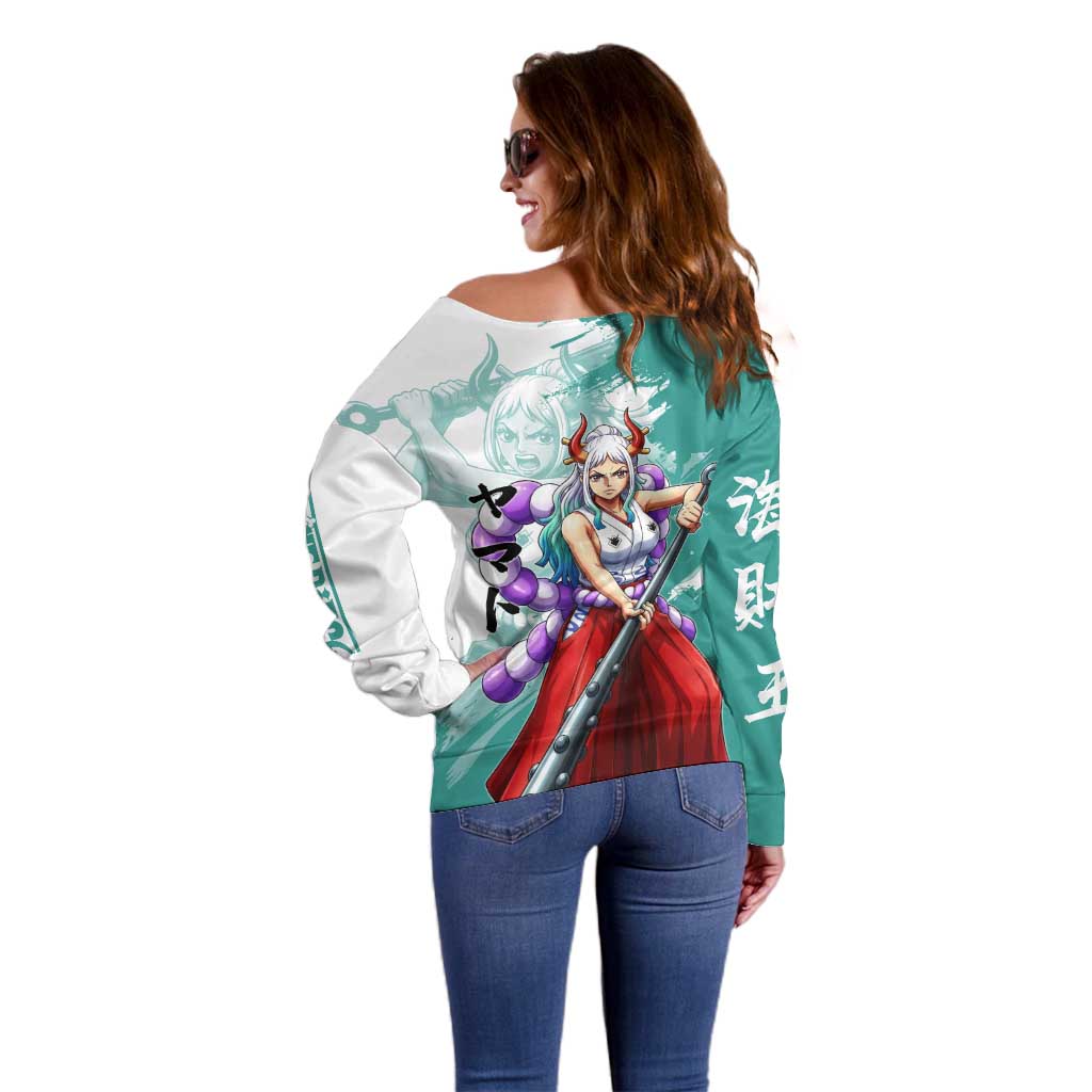 Yamato Oni Warrior One Piece Off Shoulder Sweater Japanese Anime Manga Graphic