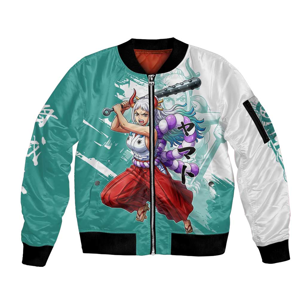 Yamato Oni Warrior One Piece Sleeve Zip Bomber Jacket Japanese Anime Manga Graphic