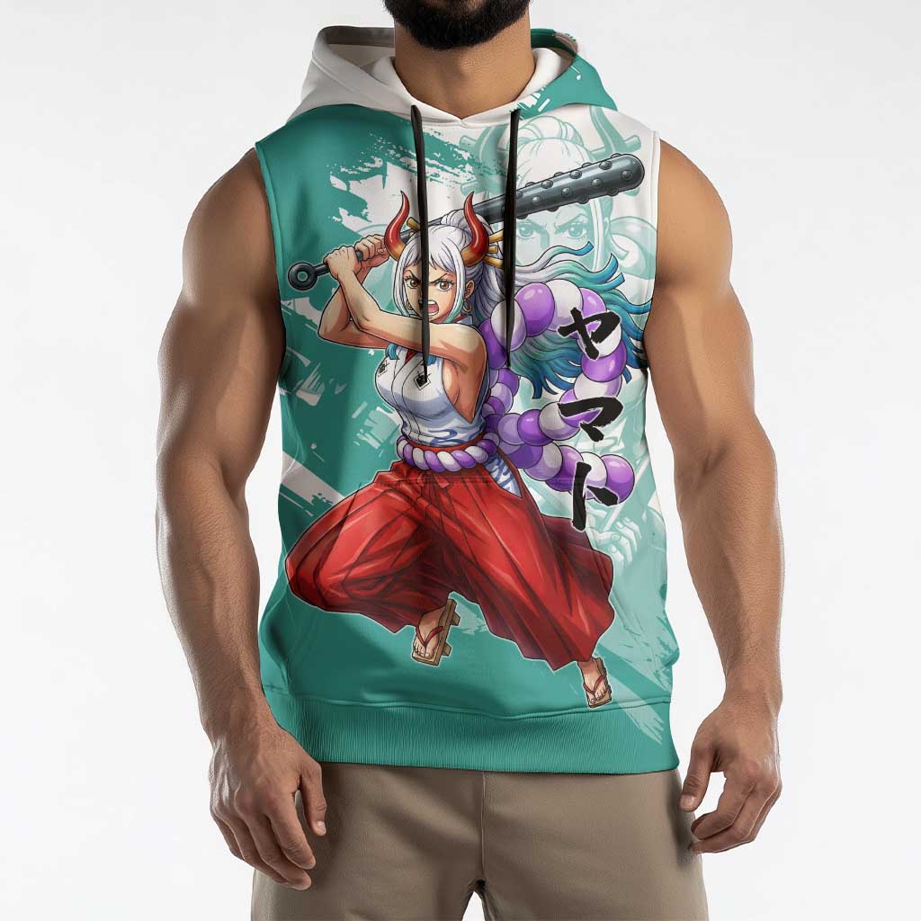 Yamato Oni Warrior One Piece Sleeveless Hoodie Japanese Anime Manga Graphic