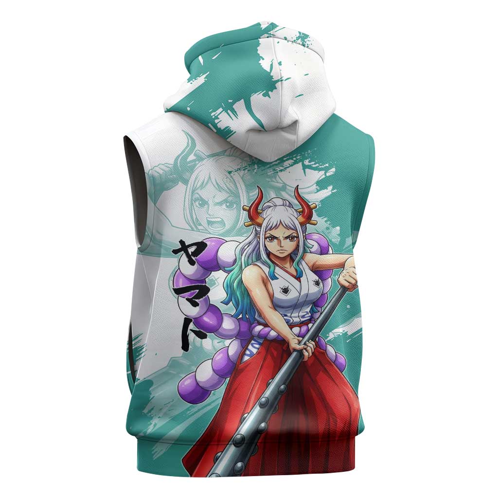 Yamato Oni Warrior One Piece Sleeveless Zip Hoodie Japanese Anime Manga Graphic
