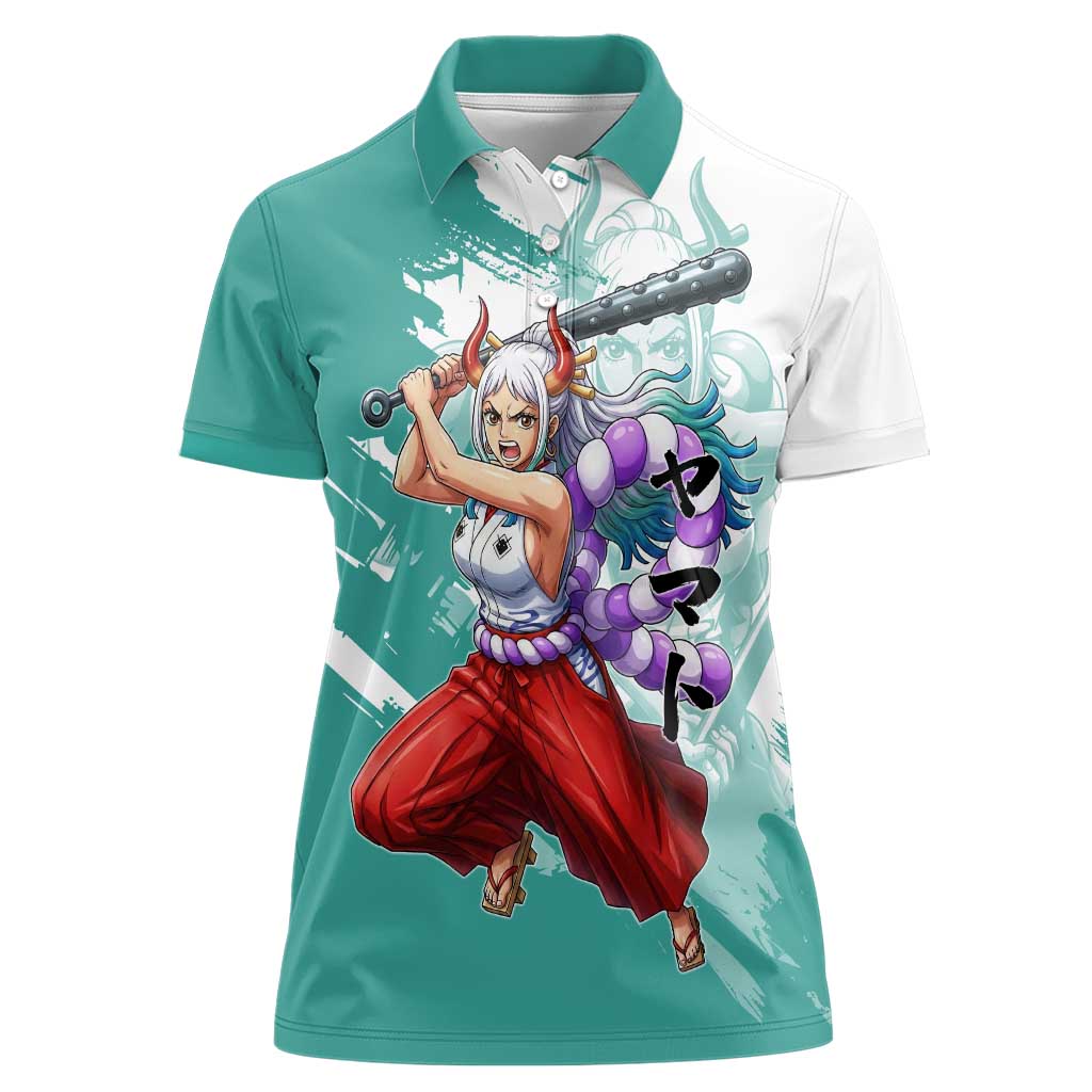 Yamato Oni Warrior One Piece Women Polo Shirt Japanese Anime Manga Graphic