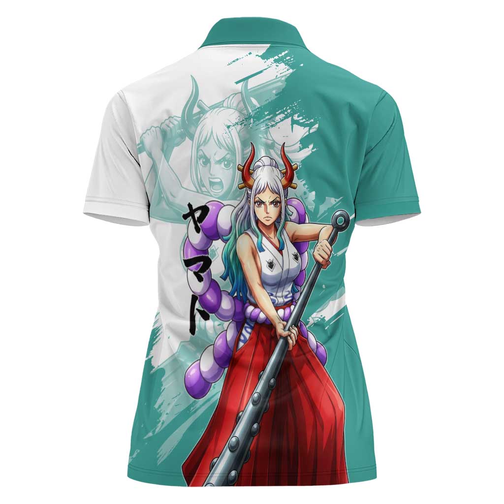 Yamato Oni Warrior One Piece Women Polo Shirt Japanese Anime Manga Graphic