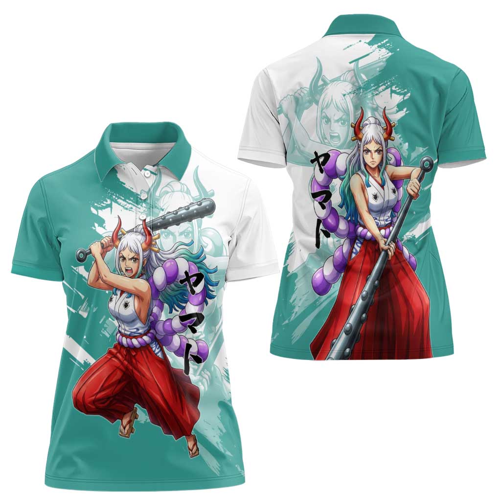 Yamato Oni Warrior One Piece Women Polo Shirt Japanese Anime Manga Graphic