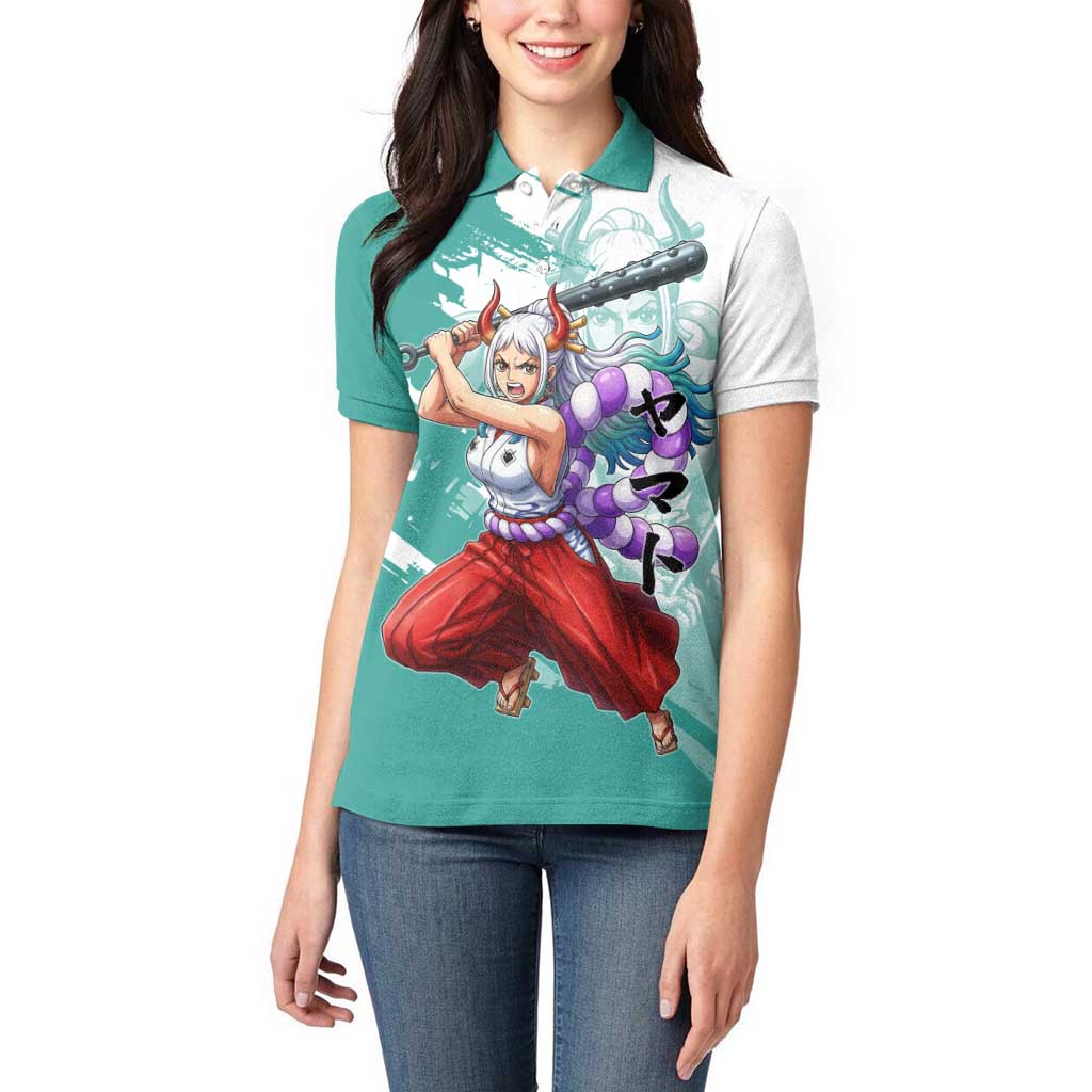Yamato Oni Warrior One Piece Women Polo Shirt Japanese Anime Manga Graphic