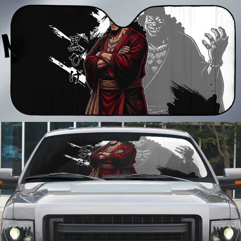 One Piece Blackbeard Auto Sun Shade Dark Emperor Ink Splash Graphic