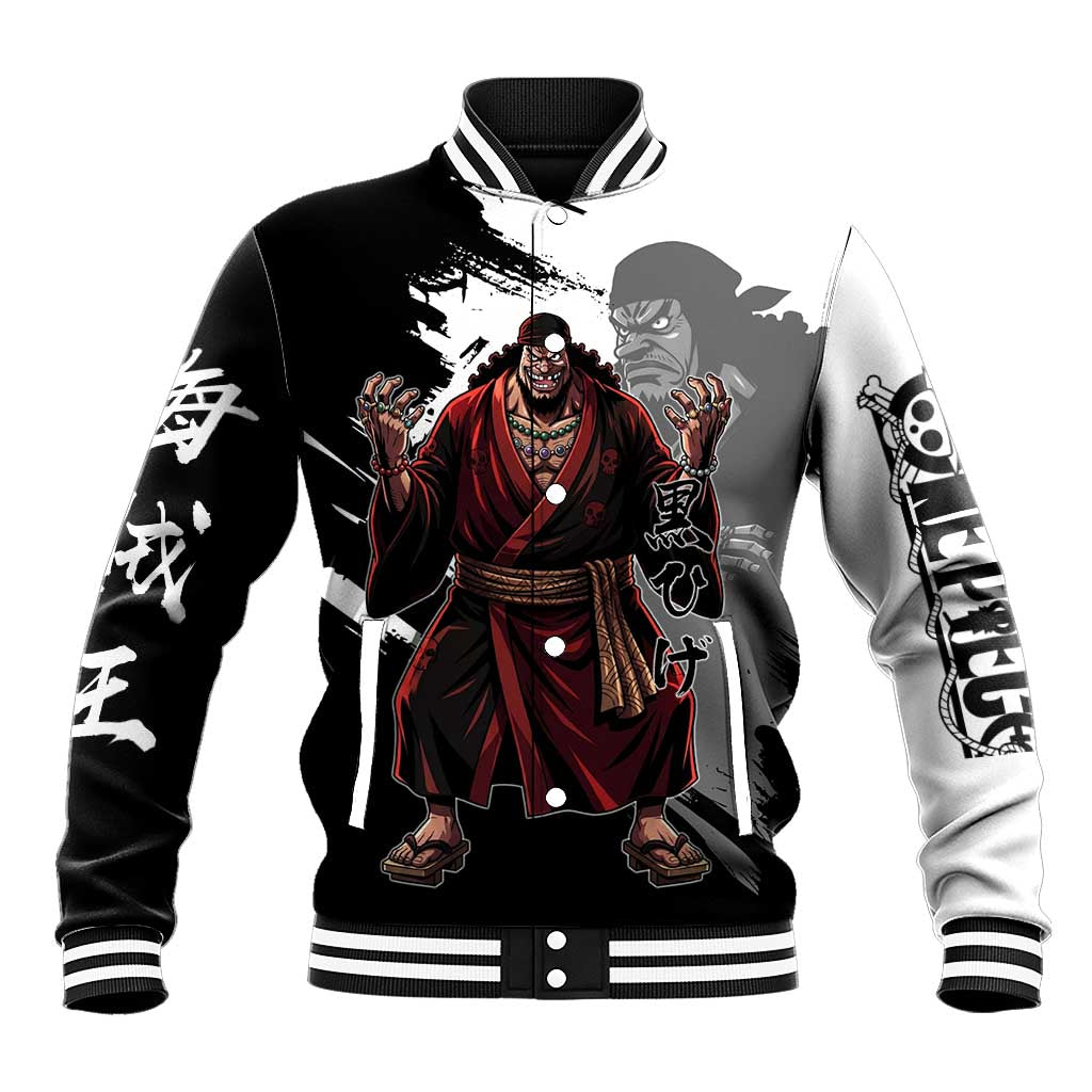 One Piece Blackbeard Baseball Jacket Dark Emperor Ink Splash Graphic