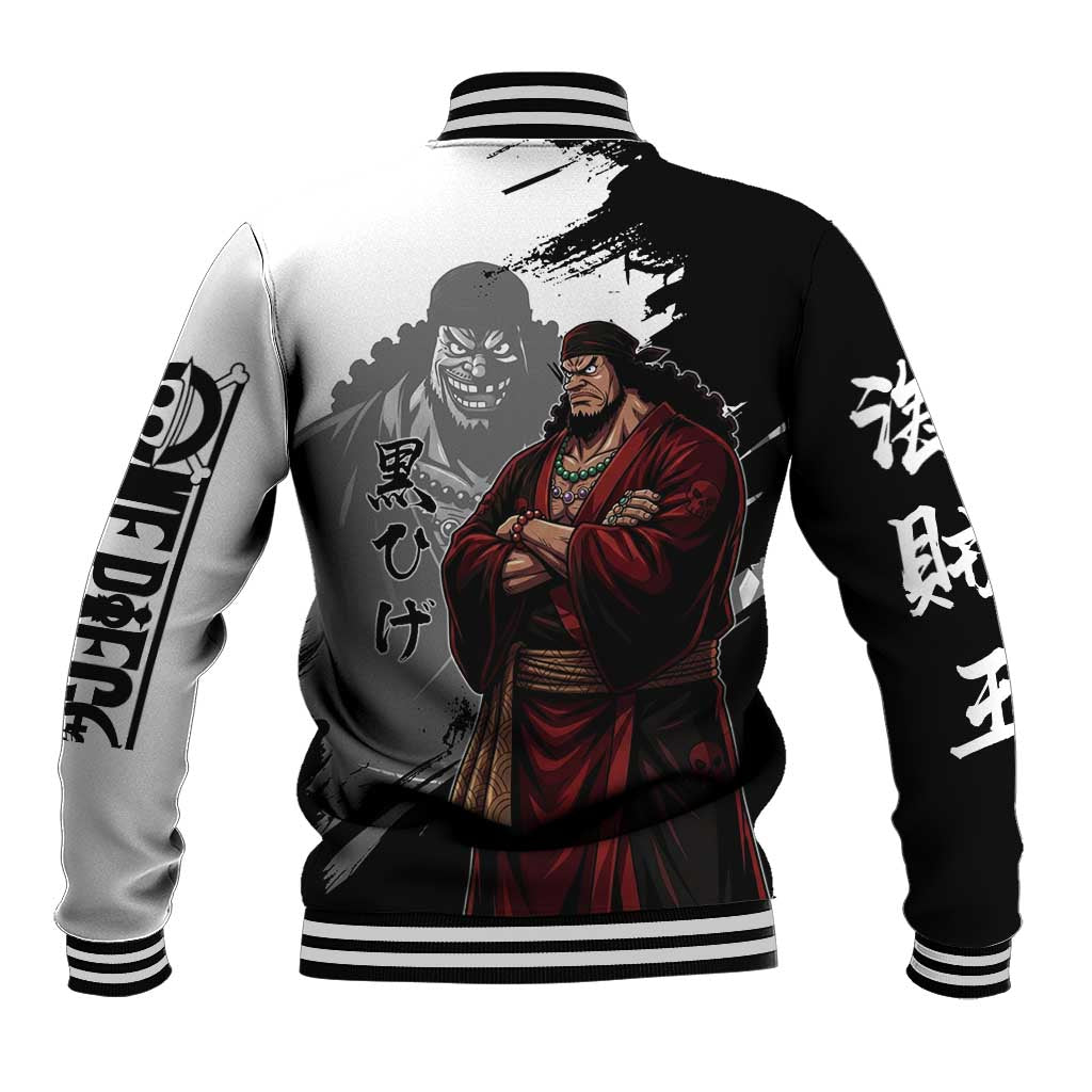 One Piece Blackbeard Baseball Jacket Dark Emperor Ink Splash Graphic