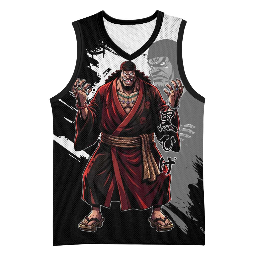 One Piece Blackbeard Basketball Jersey Dark Emperor Ink Splash Graphic