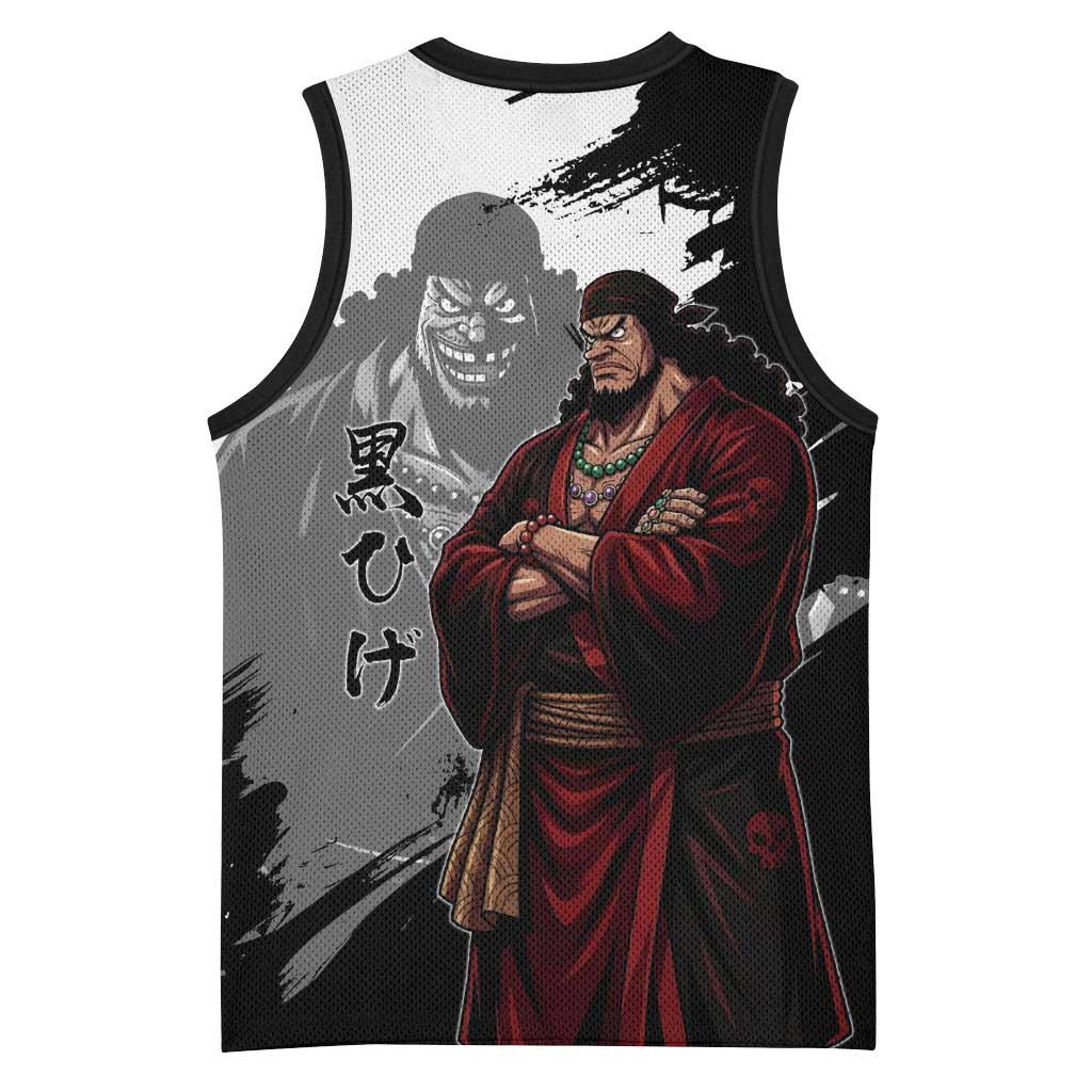 One Piece Blackbeard Basketball Jersey Dark Emperor Ink Splash Graphic