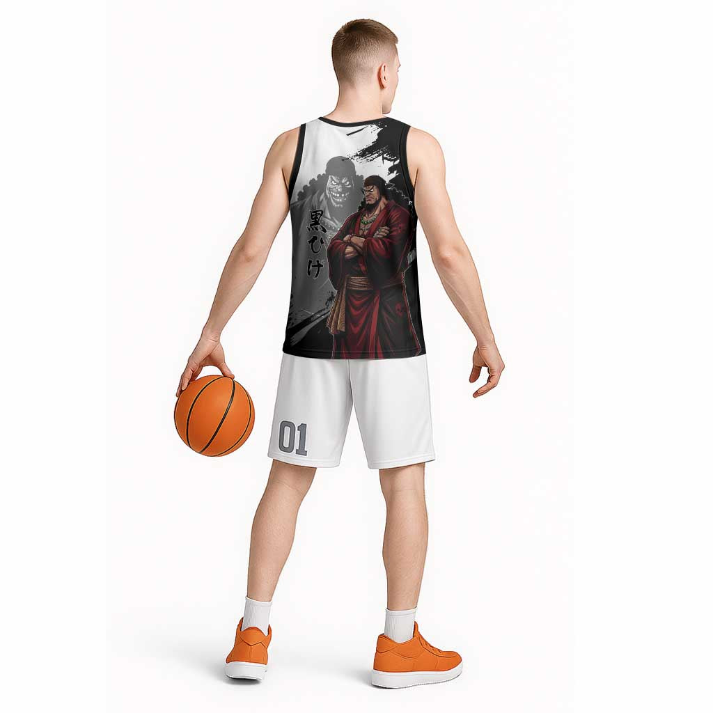 One Piece Blackbeard Basketball Jersey Dark Emperor Ink Splash Graphic