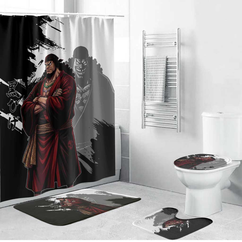 One Piece Blackbeard Bathroom Set Dark Emperor Ink Splash Graphic