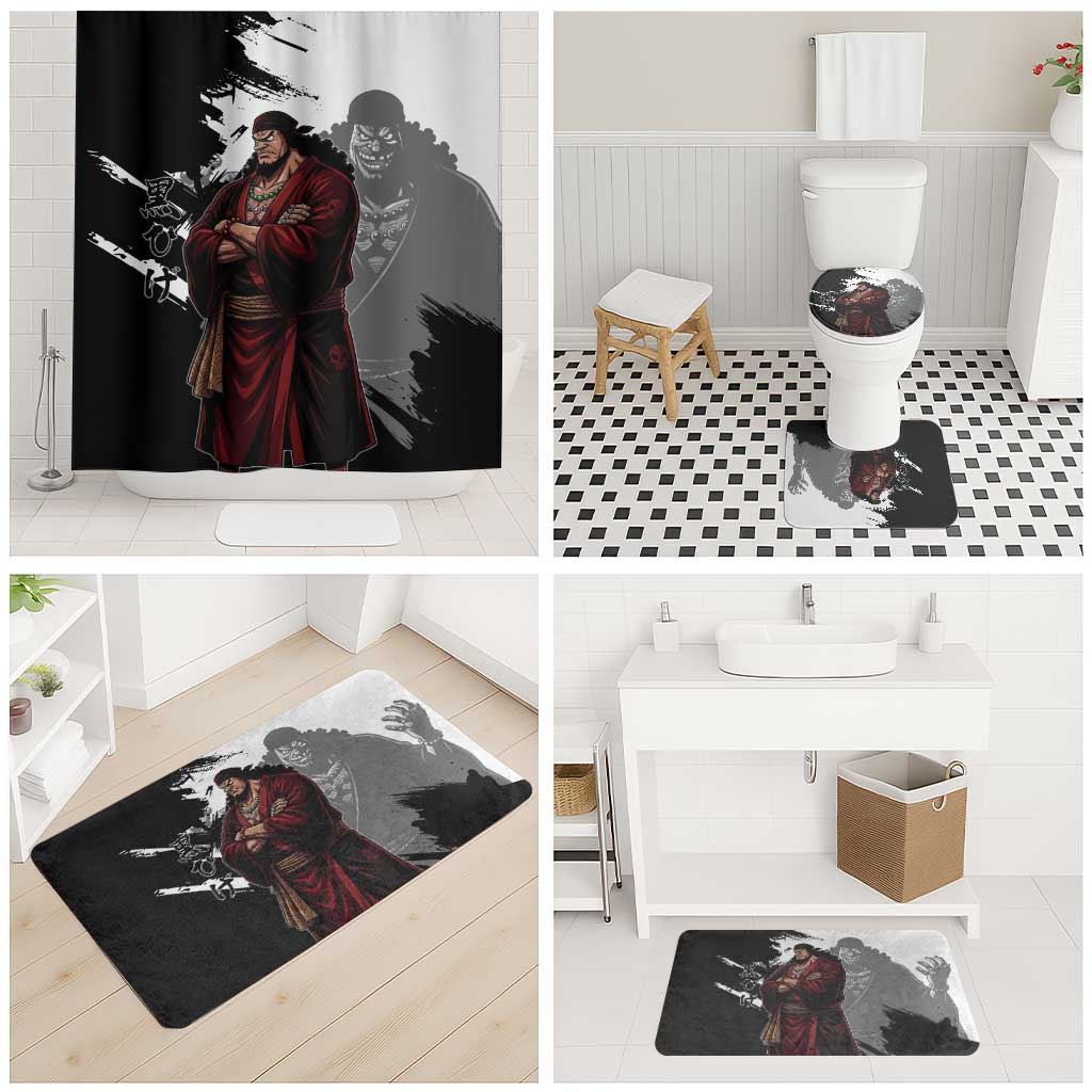 One Piece Blackbeard Bathroom Set Dark Emperor Ink Splash Graphic