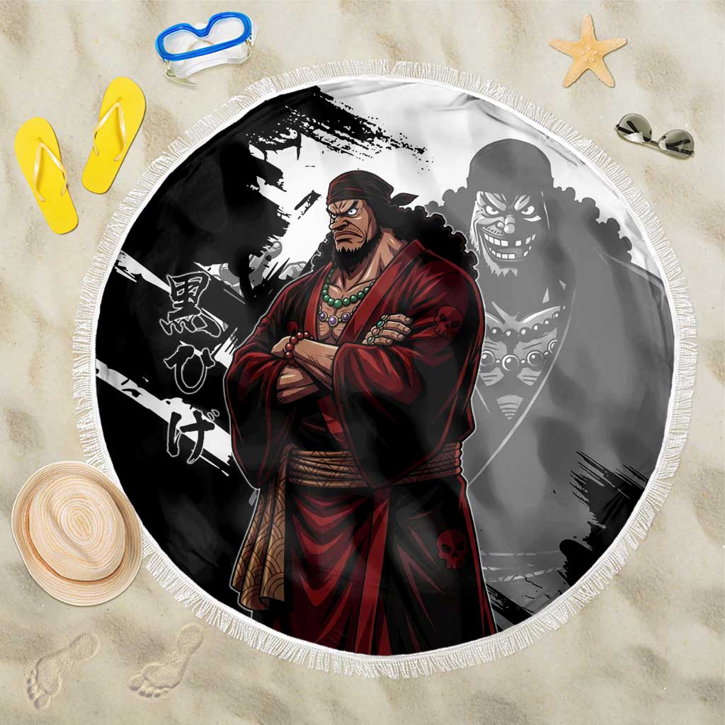 One Piece Blackbeard Beach Blanket Dark Emperor Ink Splash Graphic